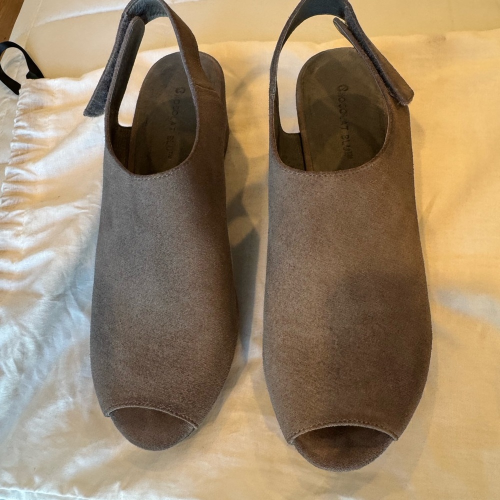 Chocolat Blue Peep-Toe grey Slingback wedge Shoes